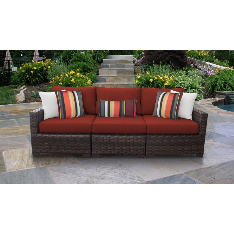 kathy ireland Homes & Gardens by TK Classics Kathy Ireland 98'' Wide Outdoor Wicker Patio Sofa